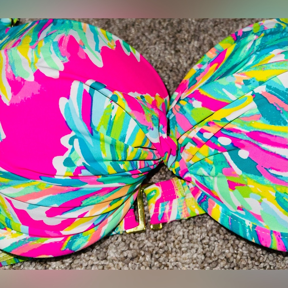 Lily Pulitzer bikini 2 4 tropical underwire pink teal yellow - Picture 2 of 8